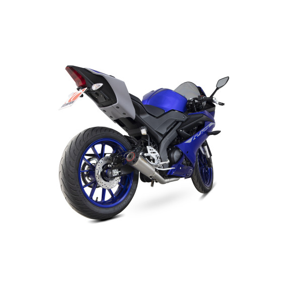 Scorpion Exhaust Yamaha YZF-R125 2021 - 2023 Red Power Full System Brushed Stainless Steel Sleeve